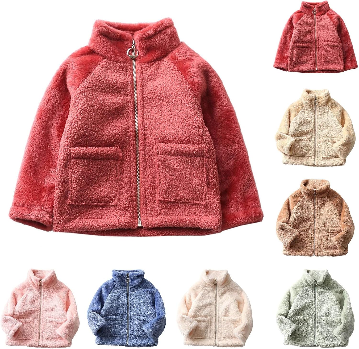 AMIMOJY - Cartoon Winter Warm Fleece Jackets for Kids Boys Girls Dinosaur Baby