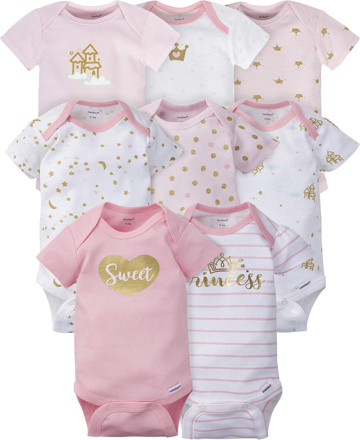 8-Pack Gerber Short Sleeve Onesies for Baby Girls