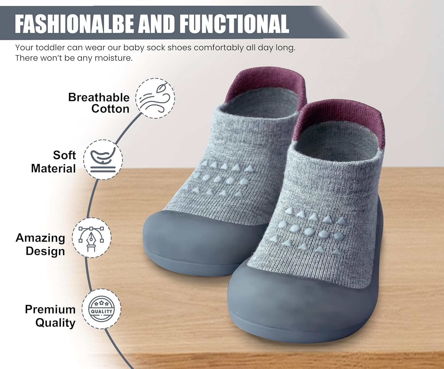 Dookeh Toddler Socks Shoes Anti-Collision Breathable Soft Sole Baby Walking Shoes