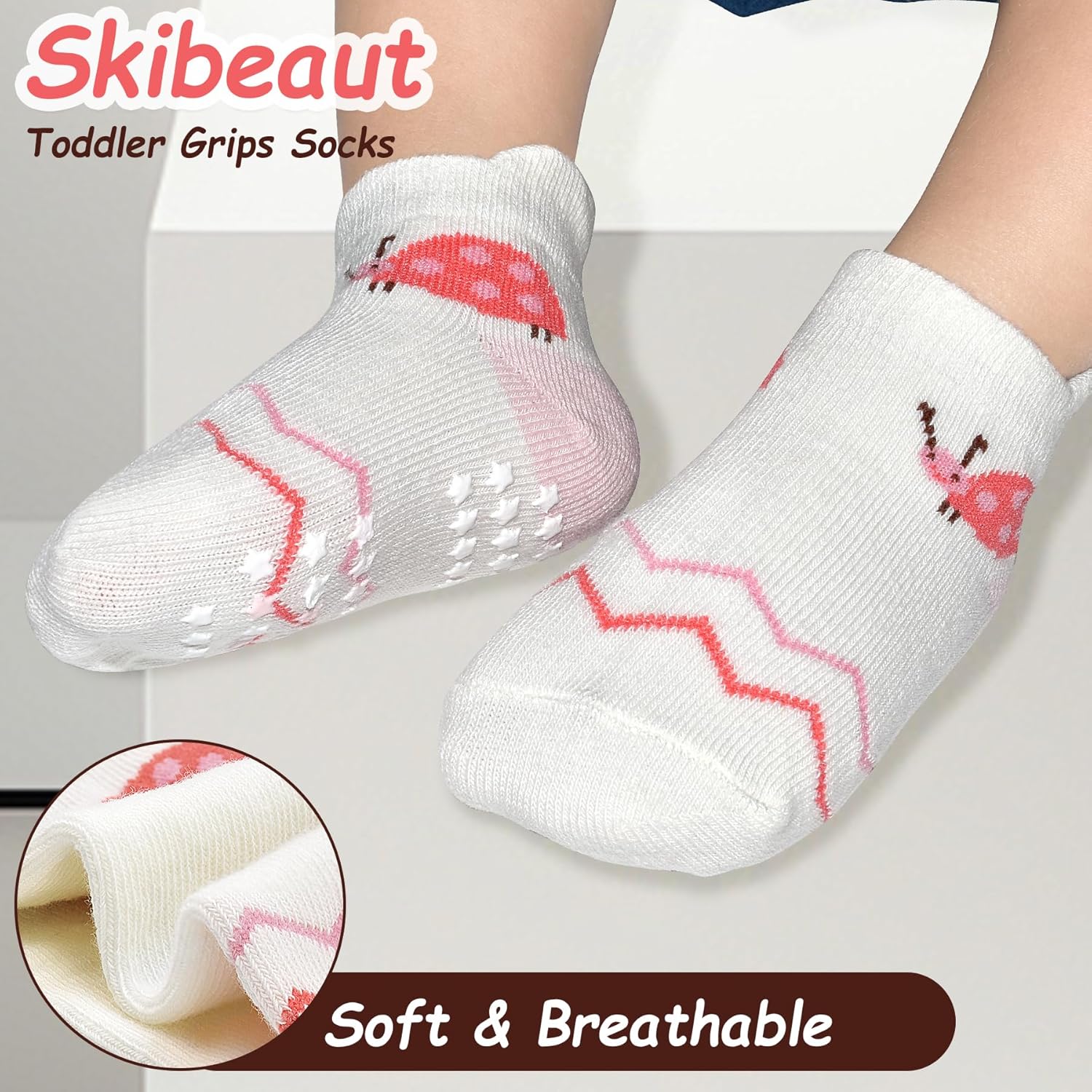 SkiBeaut Non-Slip Ankle Socks for Toddlers