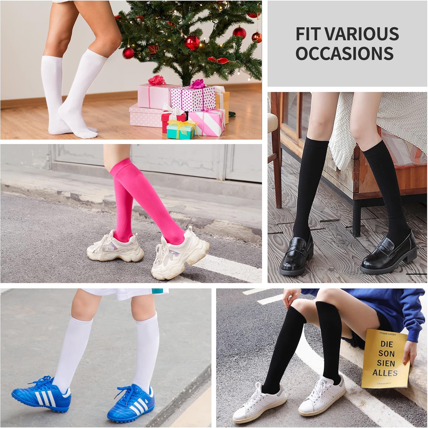 GRAPMKTG 3 Pack Multi-Sport Knee High Socks for Men Women