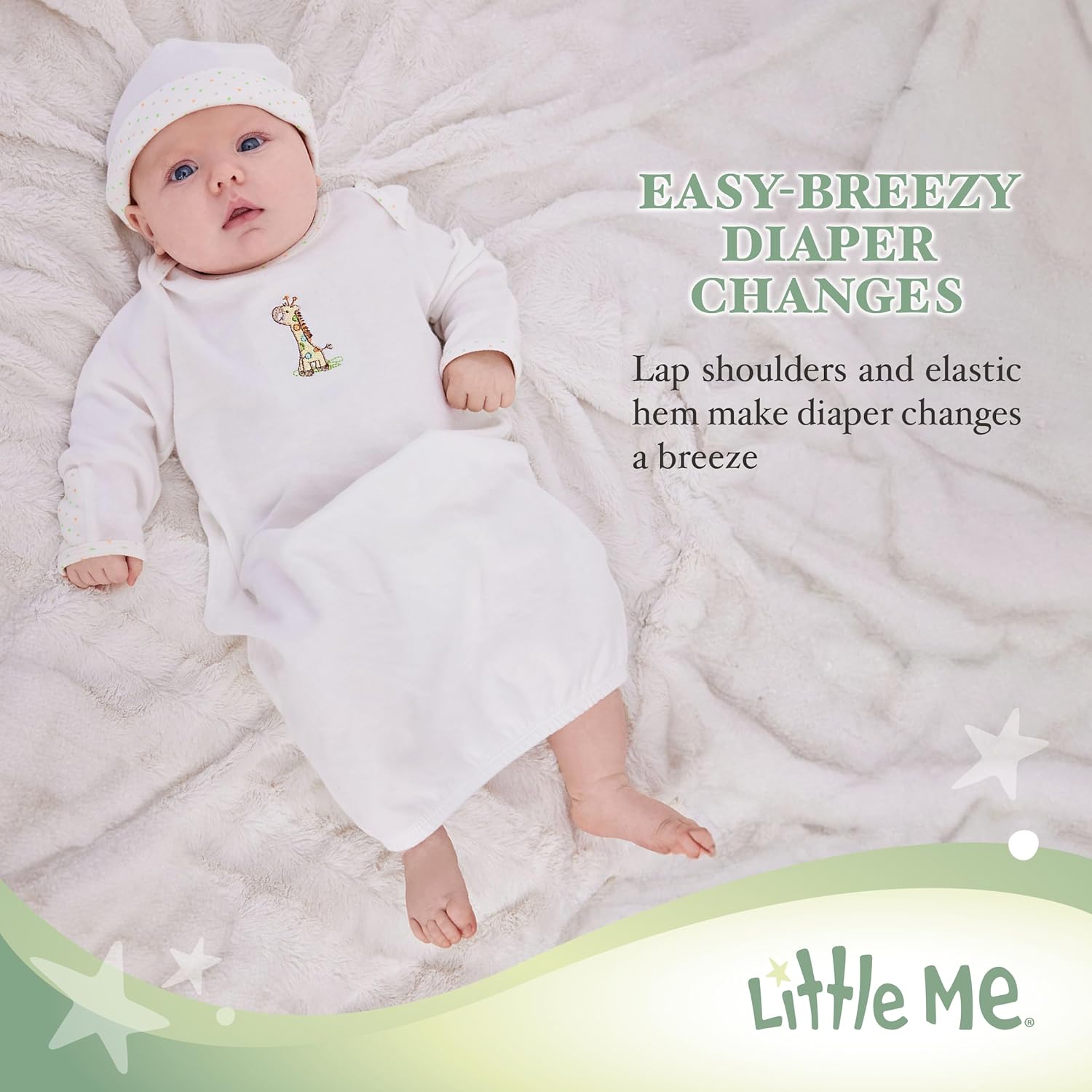 Little Me Baby Nightgown Hat Set - Soft Cotton for Newborns