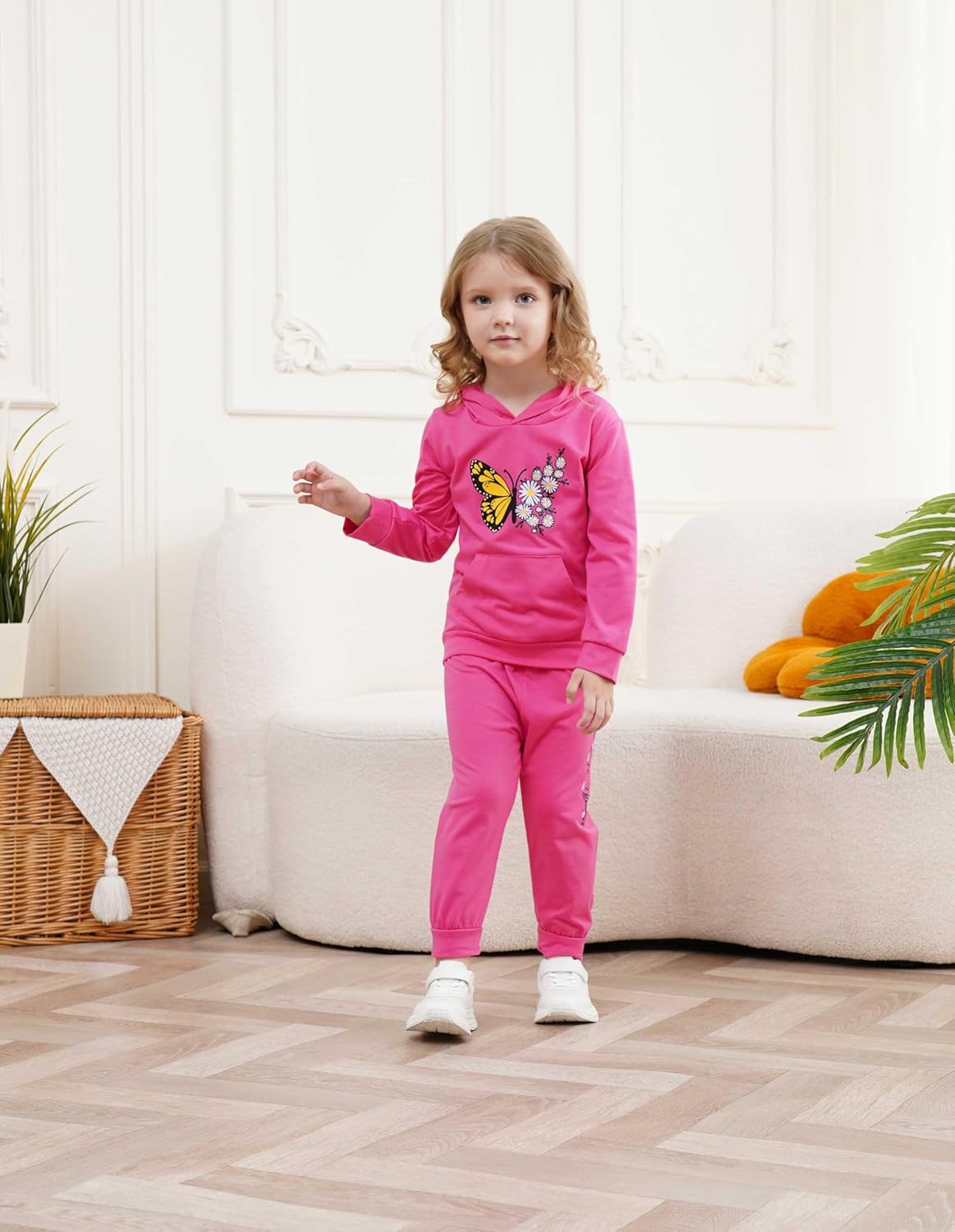 Cute Toddler Girl Butterfly Floral PrintCotTONBlend Set for FallWinter