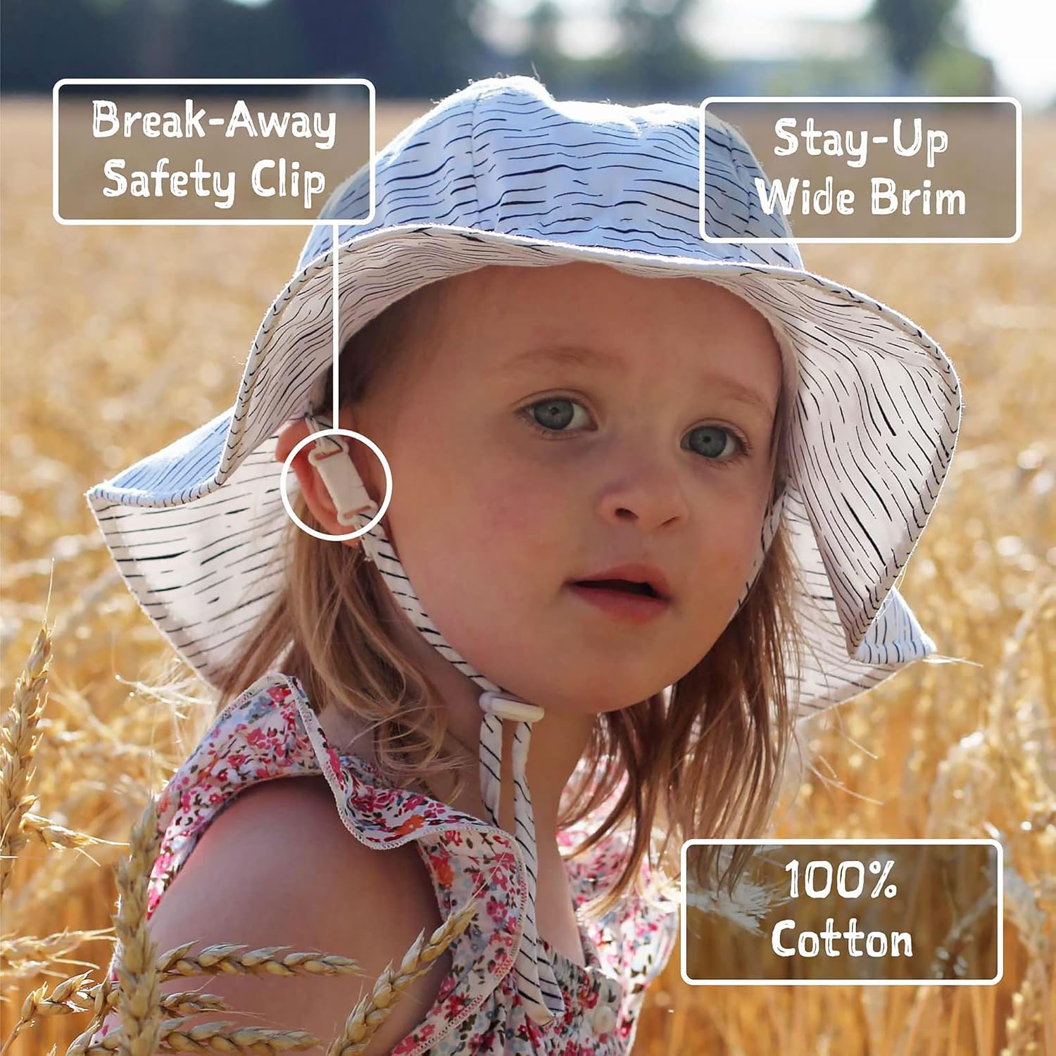 JAN JUL 50UPF Cotton Sun Hat for Kids - UV Protection Adjustability