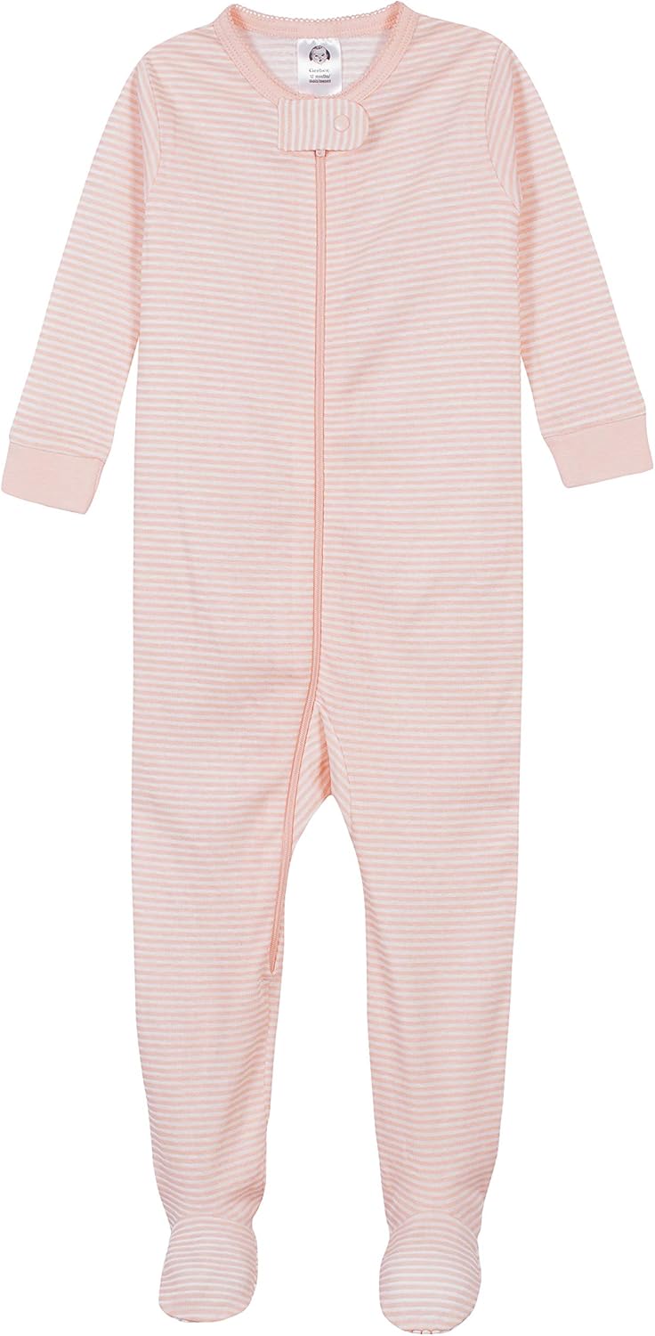 Gerber Baby Girls 2-Pack Footed Pajamas - Snug Safe