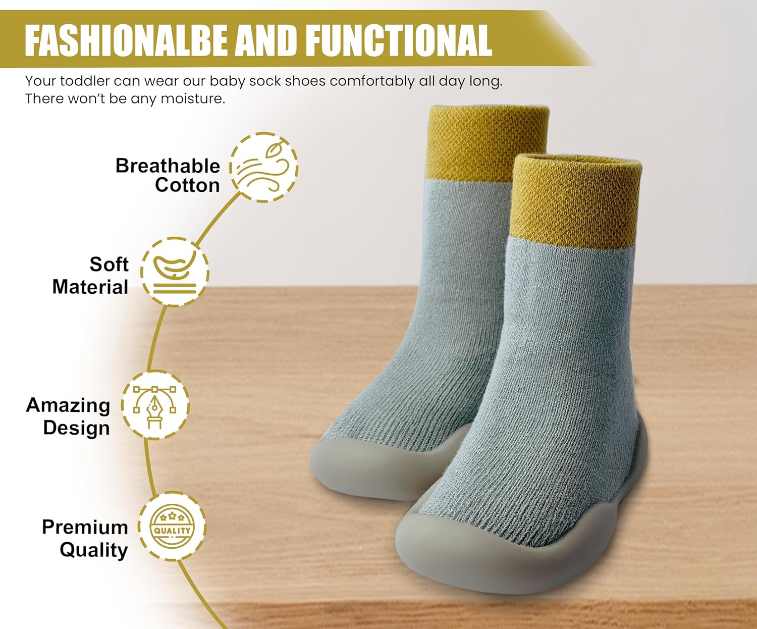 Dookeh - First Walk - Baby Socks Shoes with Anti-Collisionsole