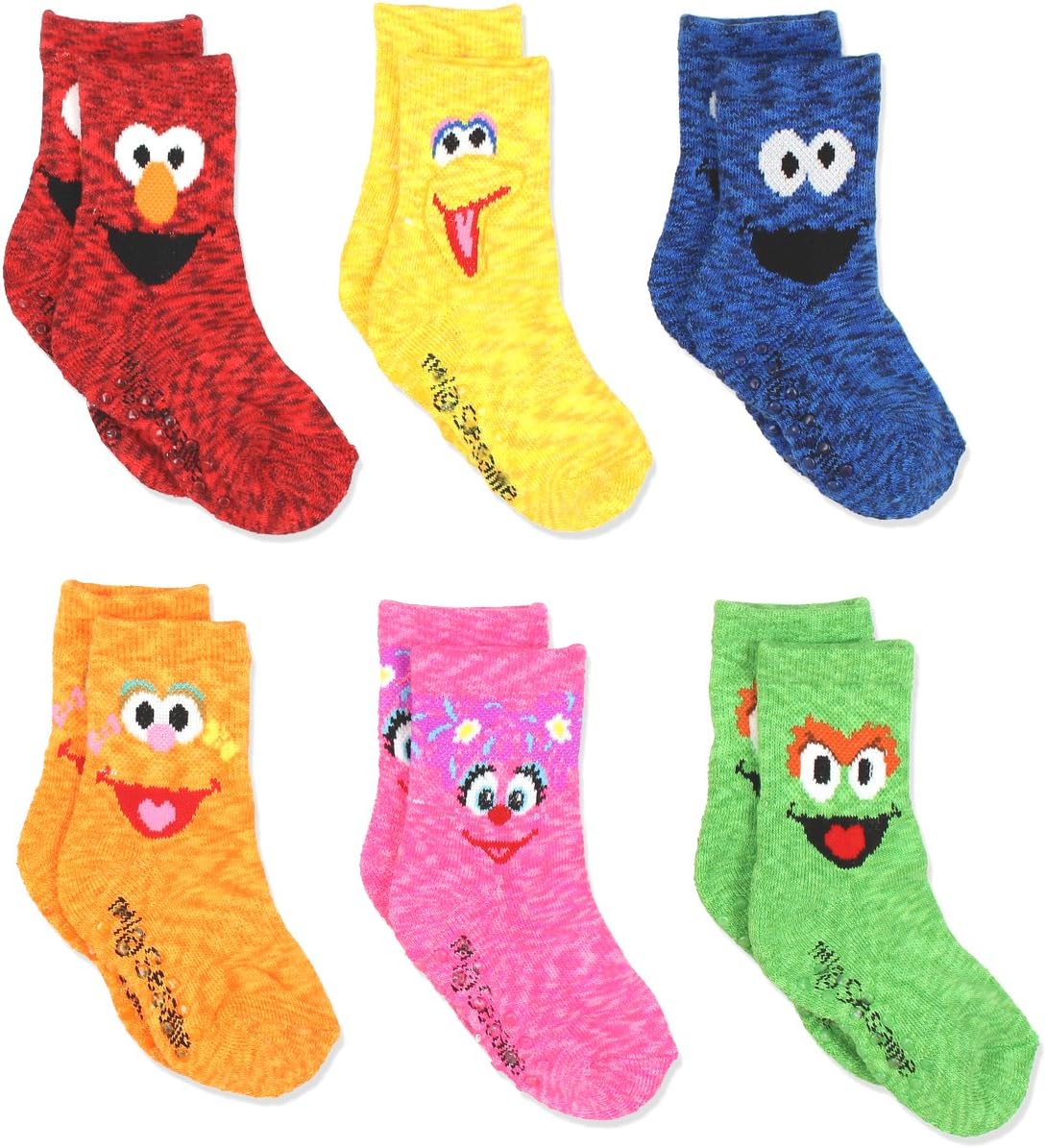 Sesame Street Elmo Boys Girls Multi Pack Crew Socks with Grippers 1