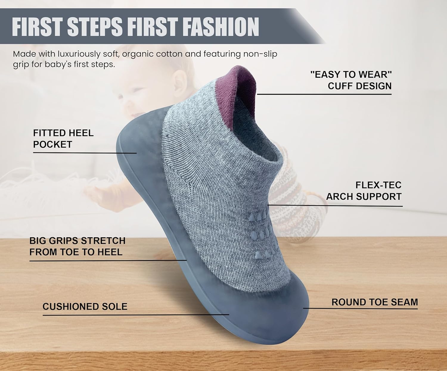 Dookeh Toddler Socks Shoes Anti-Collision Breathable Soft Sole Baby Walking Shoes