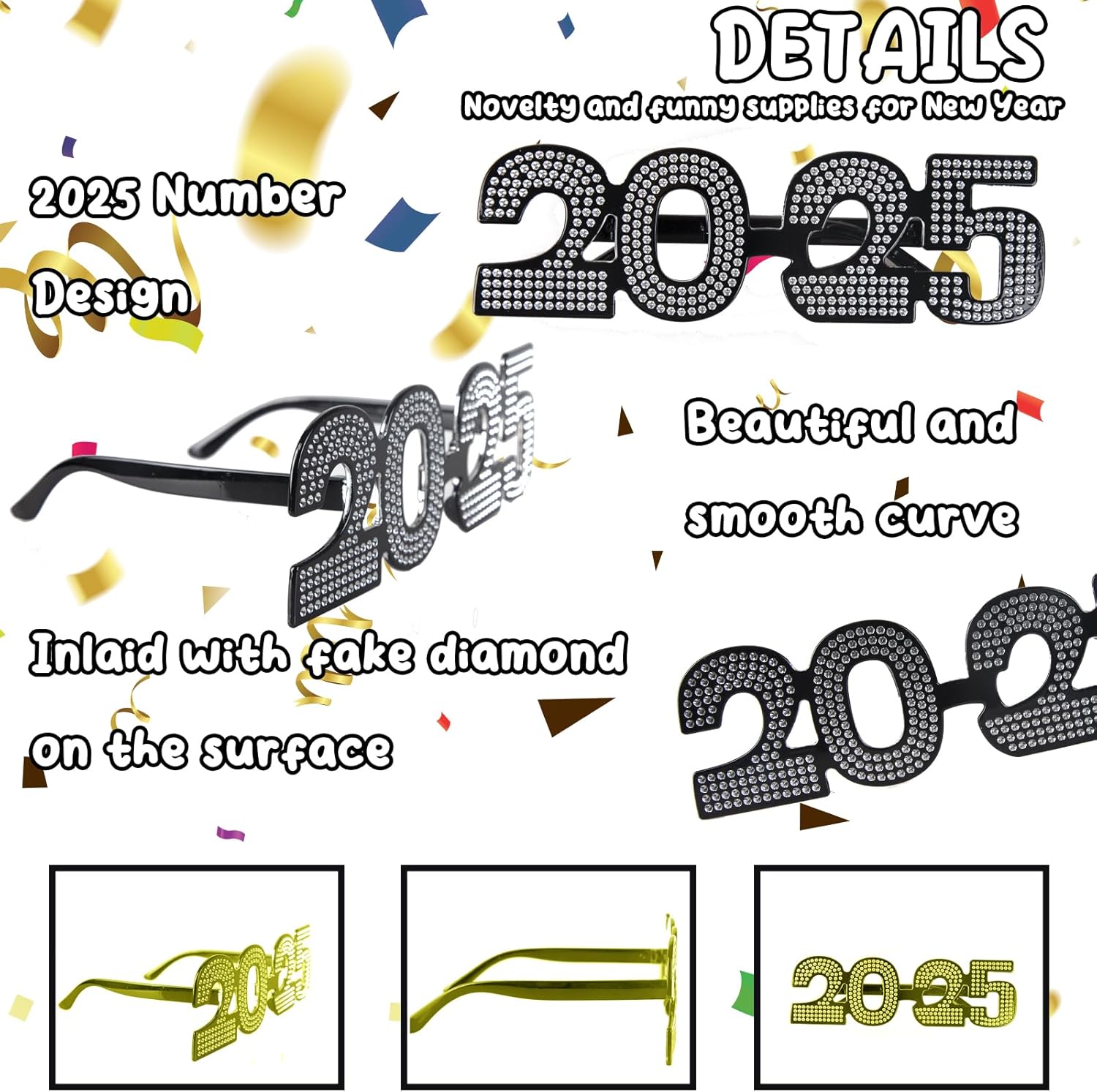 2025 Number Glitter Sunglasses