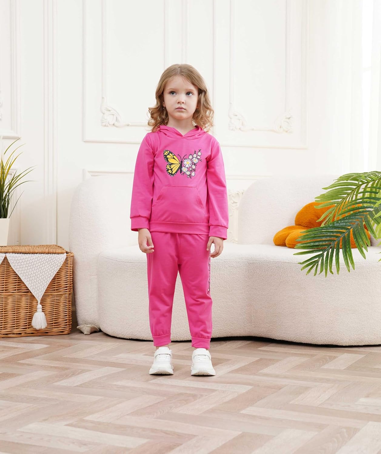 Cute Toddler Girl Butterfly Floral PrintCotTONBlend Set for FallWinter