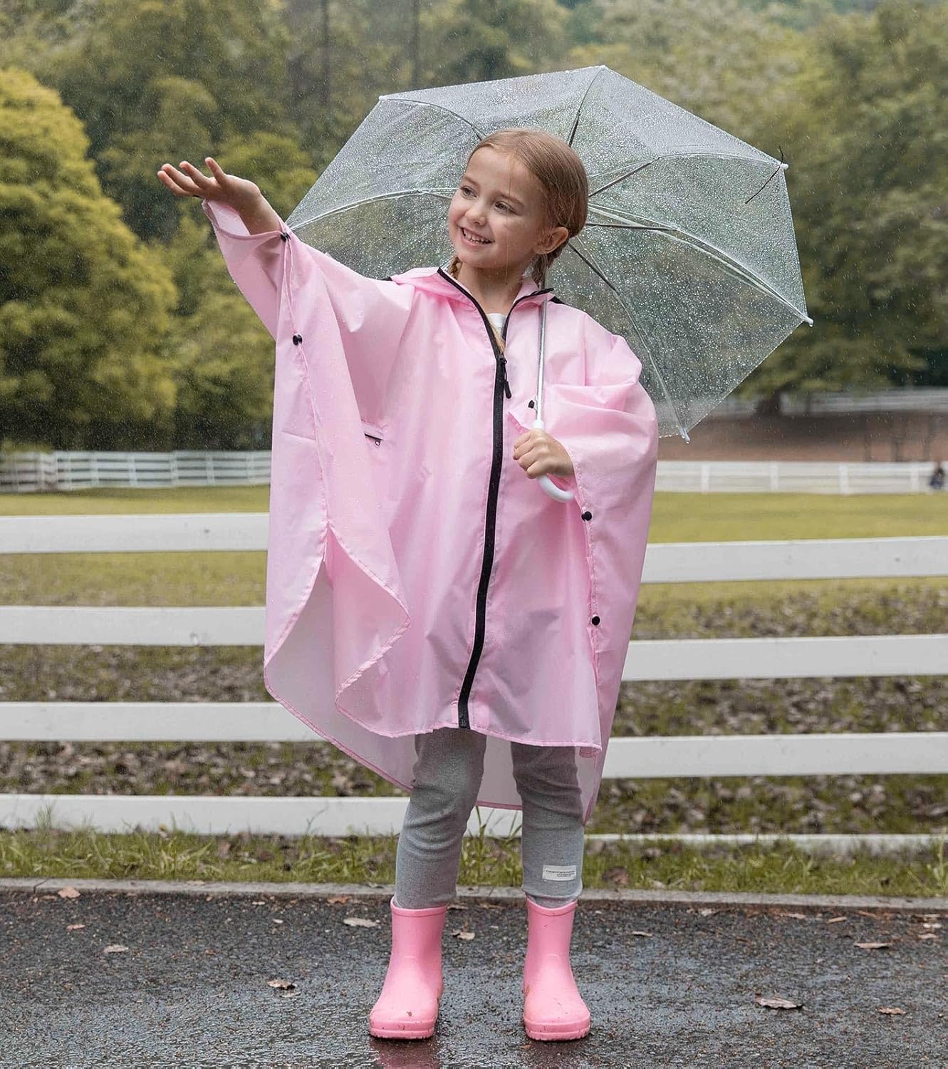 Lightweight Kids Rain Poncho SaphiRose waterproof jacket with zipper snap features