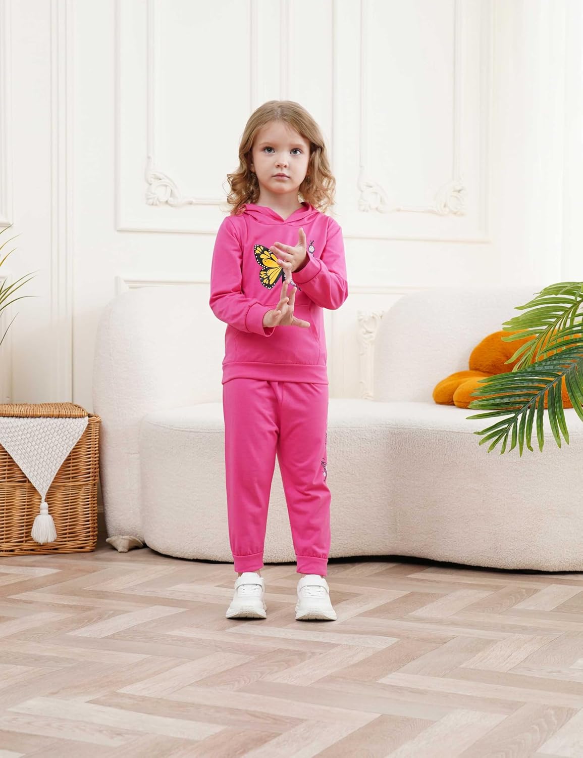 Cute Toddler Girl Butterfly Floral PrintCotTONBlend Set for FallWinter