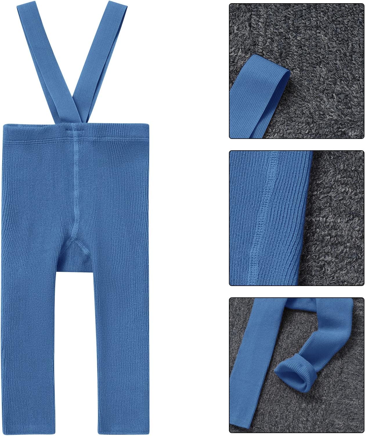 IDOPIP Infant Baby Ribbed Leggings with Suspender Pants Unisex