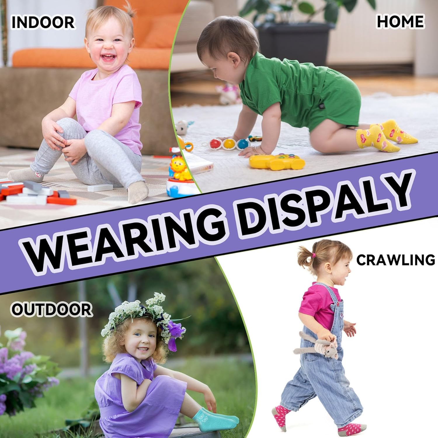 SkiBeaut Baby Girl Socks - Non-Slip Ankle Socks for Toddlers