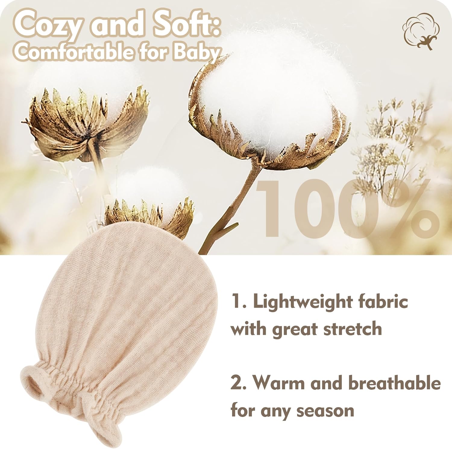Pro Goleem Soft Breathable Baby Mittens for Newborns