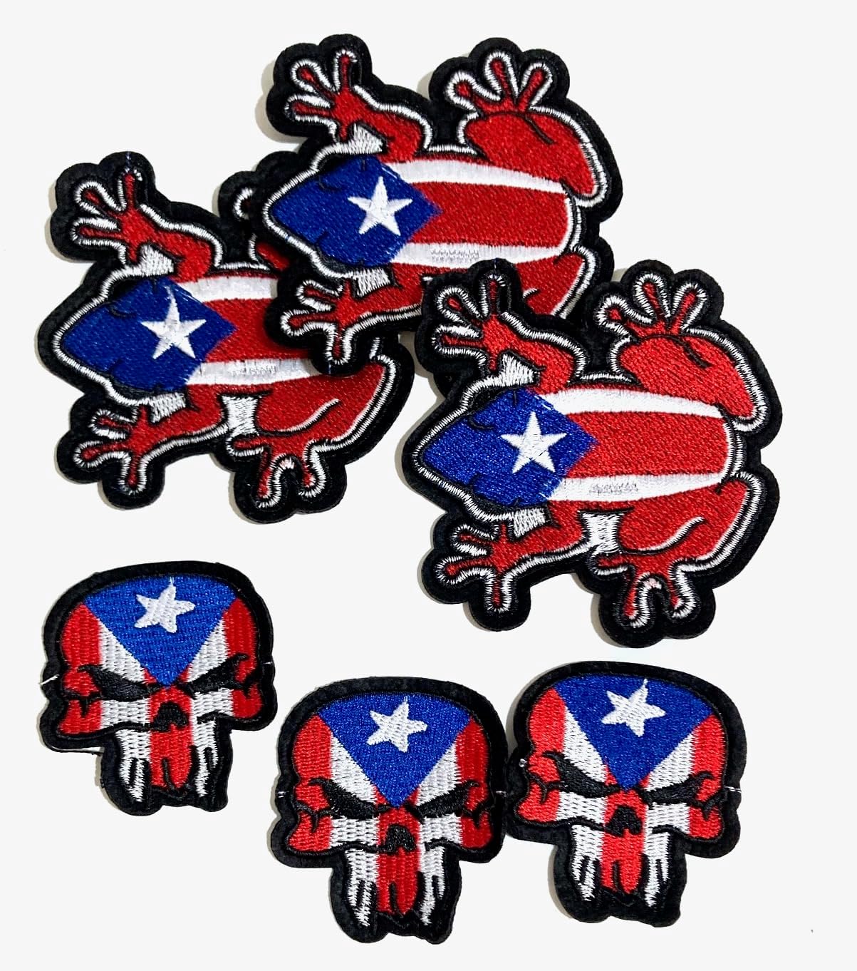 Genuine Puerto Rican Flag Iron-On Patch WITH COQUI SKELL uncontaminated