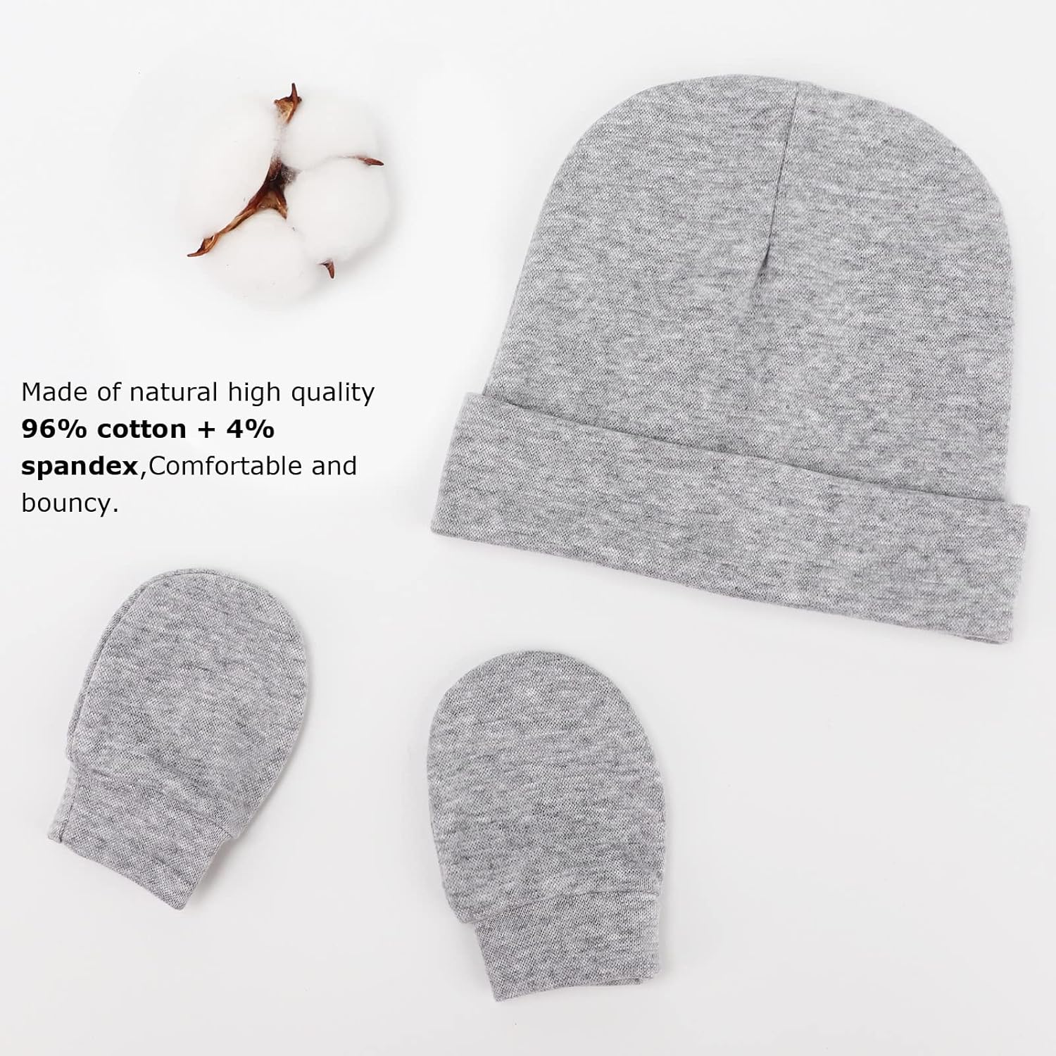 Perfect for Newborns DRESHOW BQUBO Baby Hats and Mittens Set