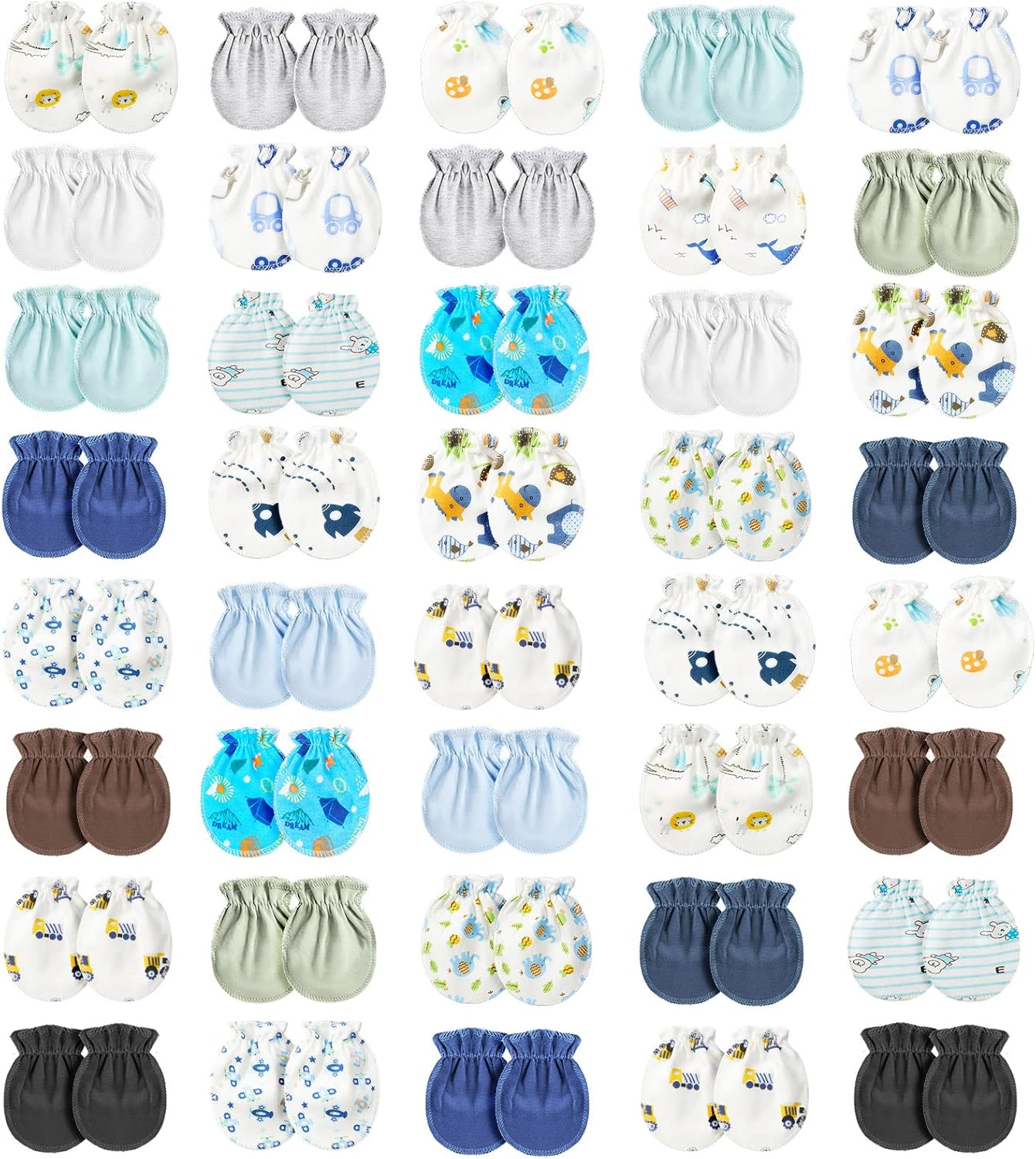 Geyoga 40-Pair Elastic No Scratch Mittens for 0-6 Months
