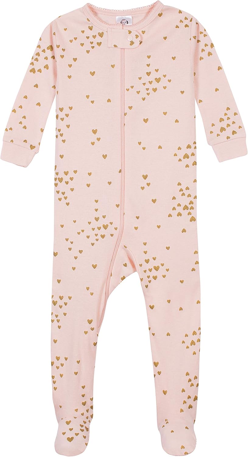 Gerber Baby Girls 2-Pack Footed Pajamas - Snug Safe