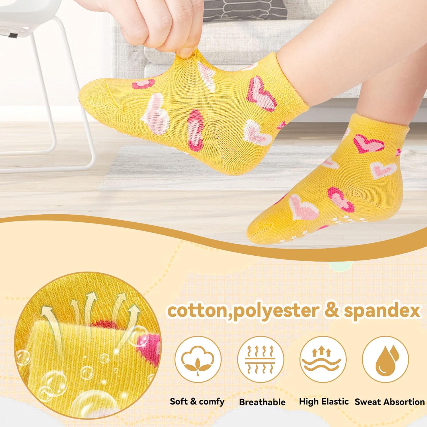SkiBeaut Baby Girl Socks - Non-Slip Ankle Socks for Toddlers