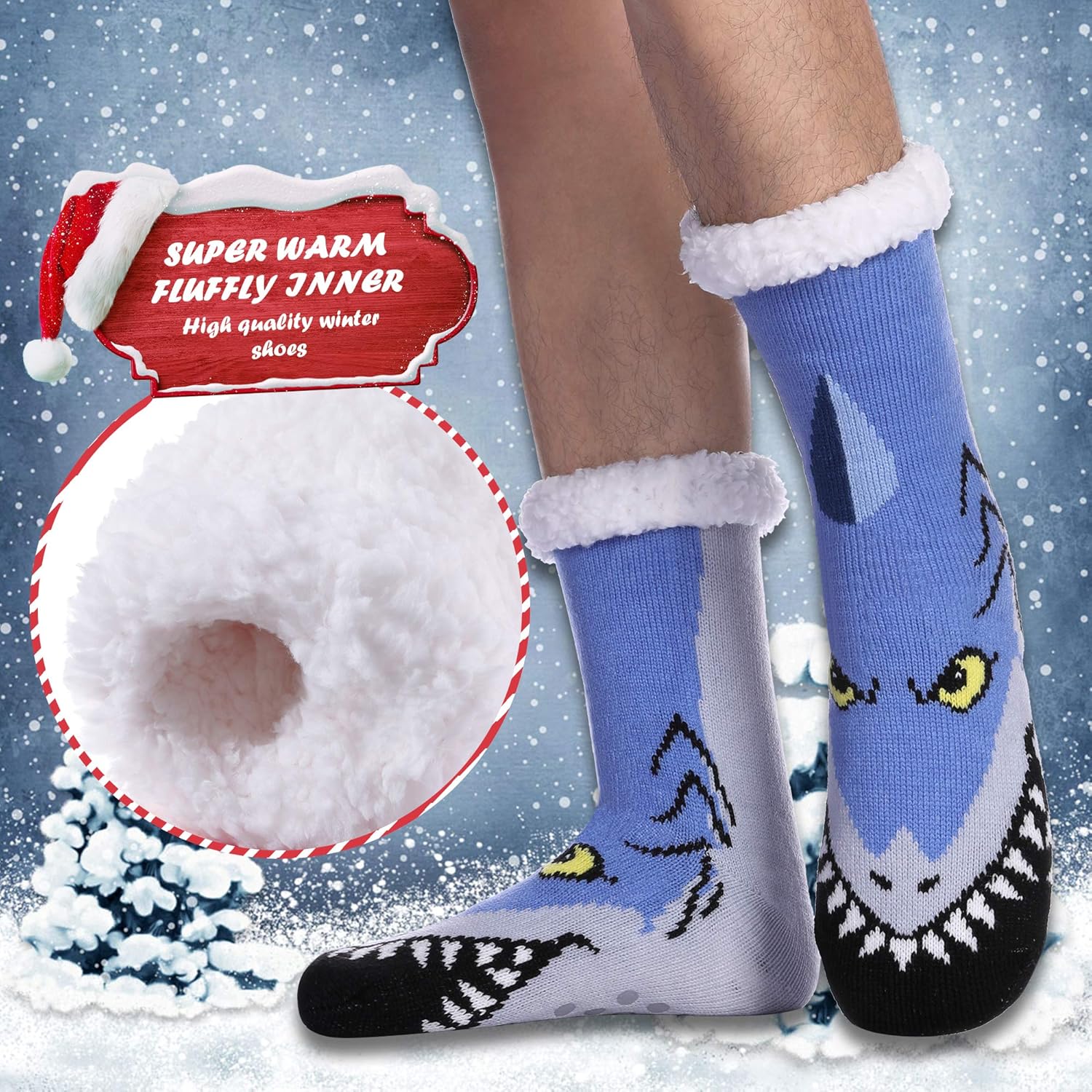 DYW Men Thermal Fuzzy Slipper Socks