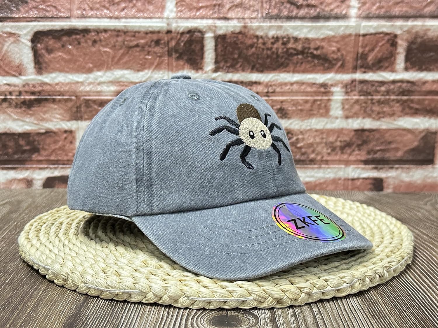 Unique Baseball Cap with Embroidered Spider for Kids