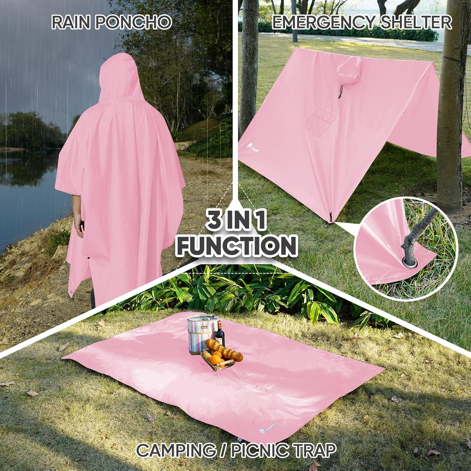 PTEROMY Hooded Unisex Rain Poncho