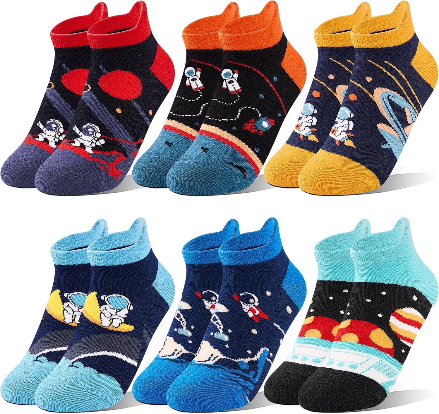 Space Cartoon Design Boys Socks Easy To Wear Comfy Fun