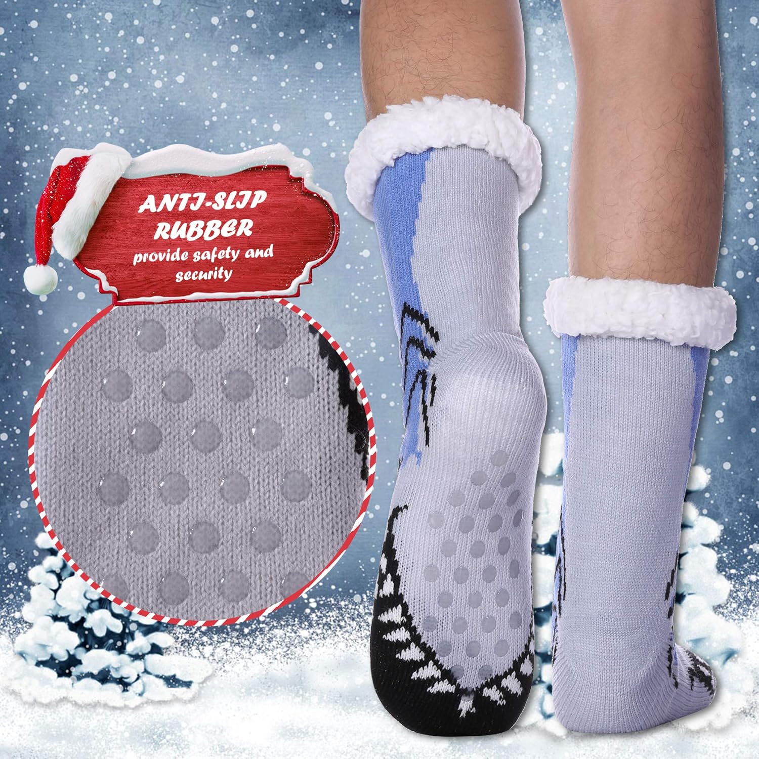DYW Men Thermal Fuzzy Slipper Socks