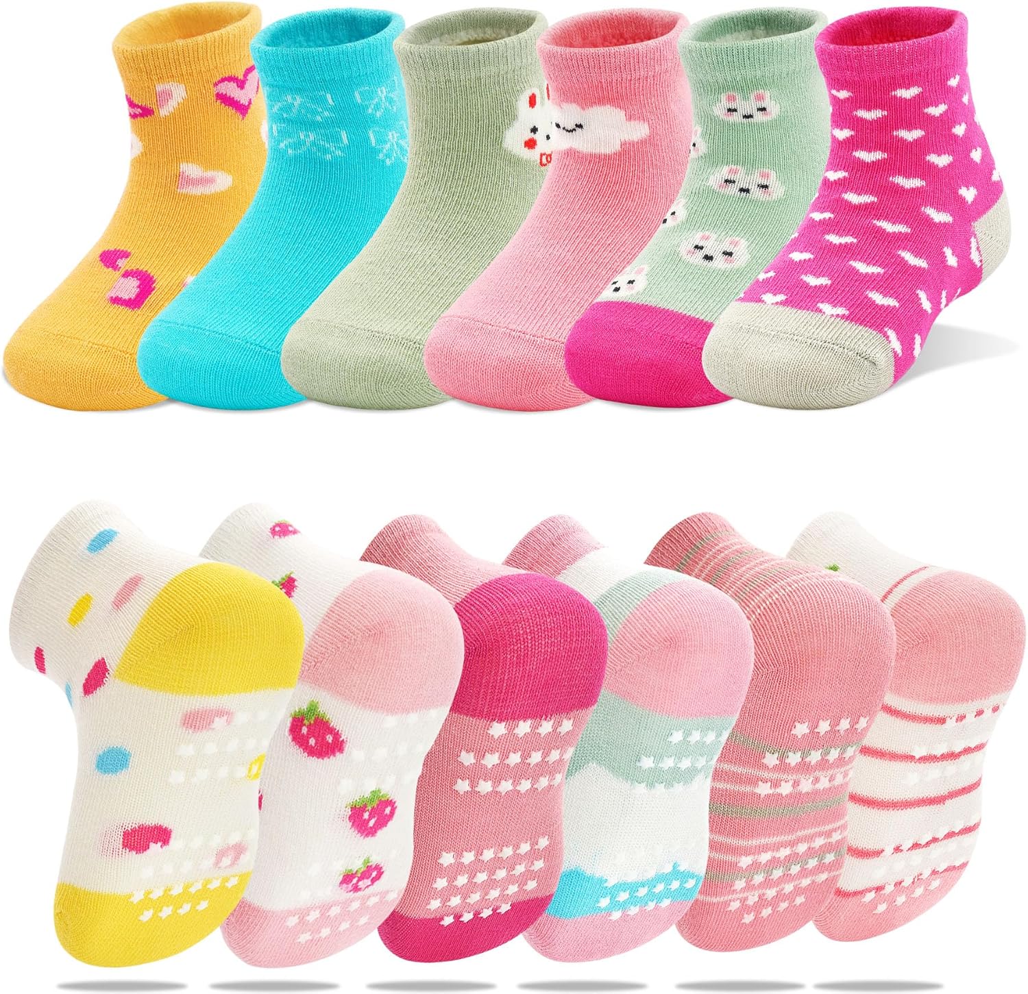 SkiBeaut Baby Girl Socks - Non-Slip Ankle Socks for Toddlers