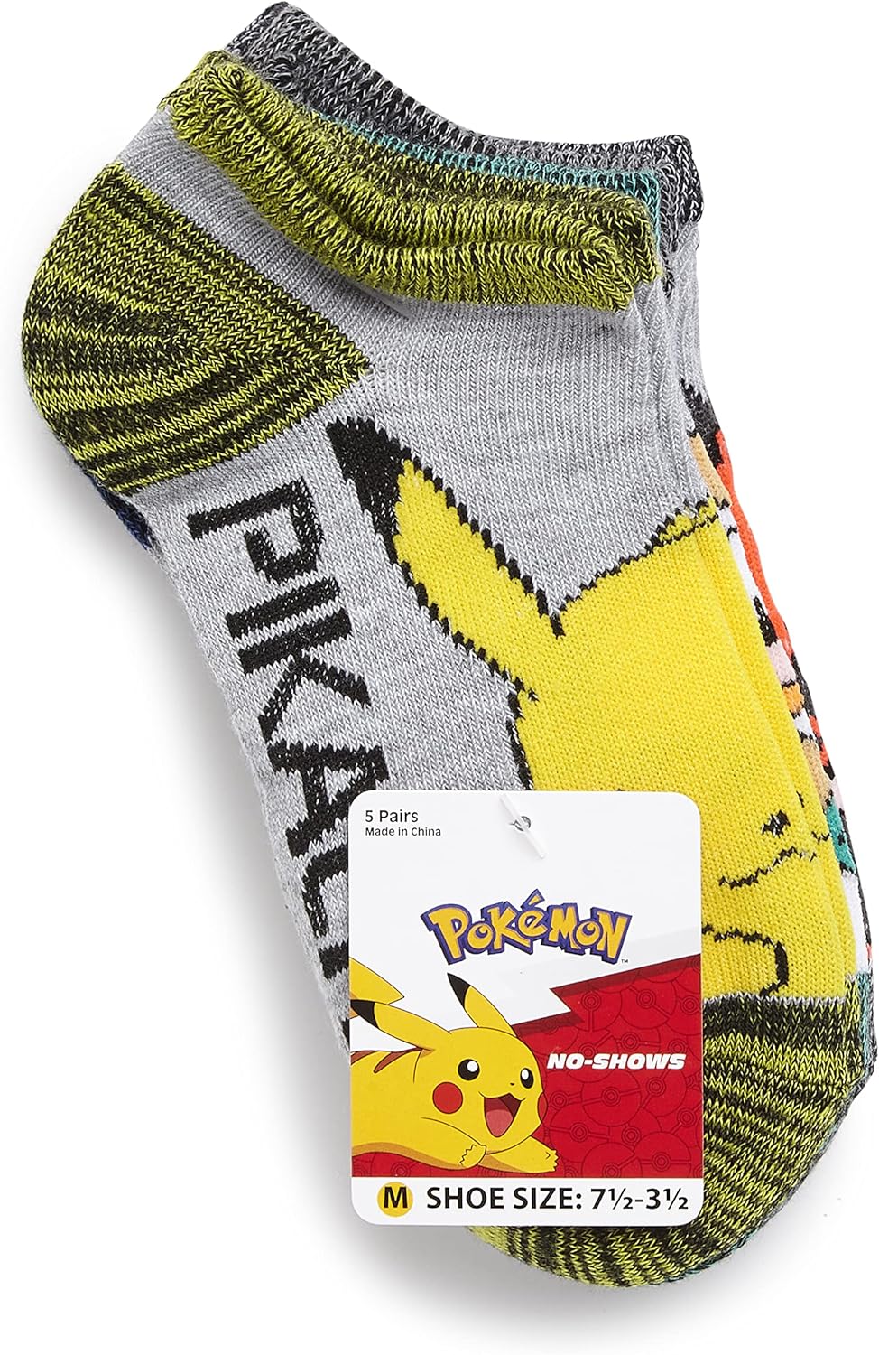 Pokemon Boys No-Show Socks 5-Pack