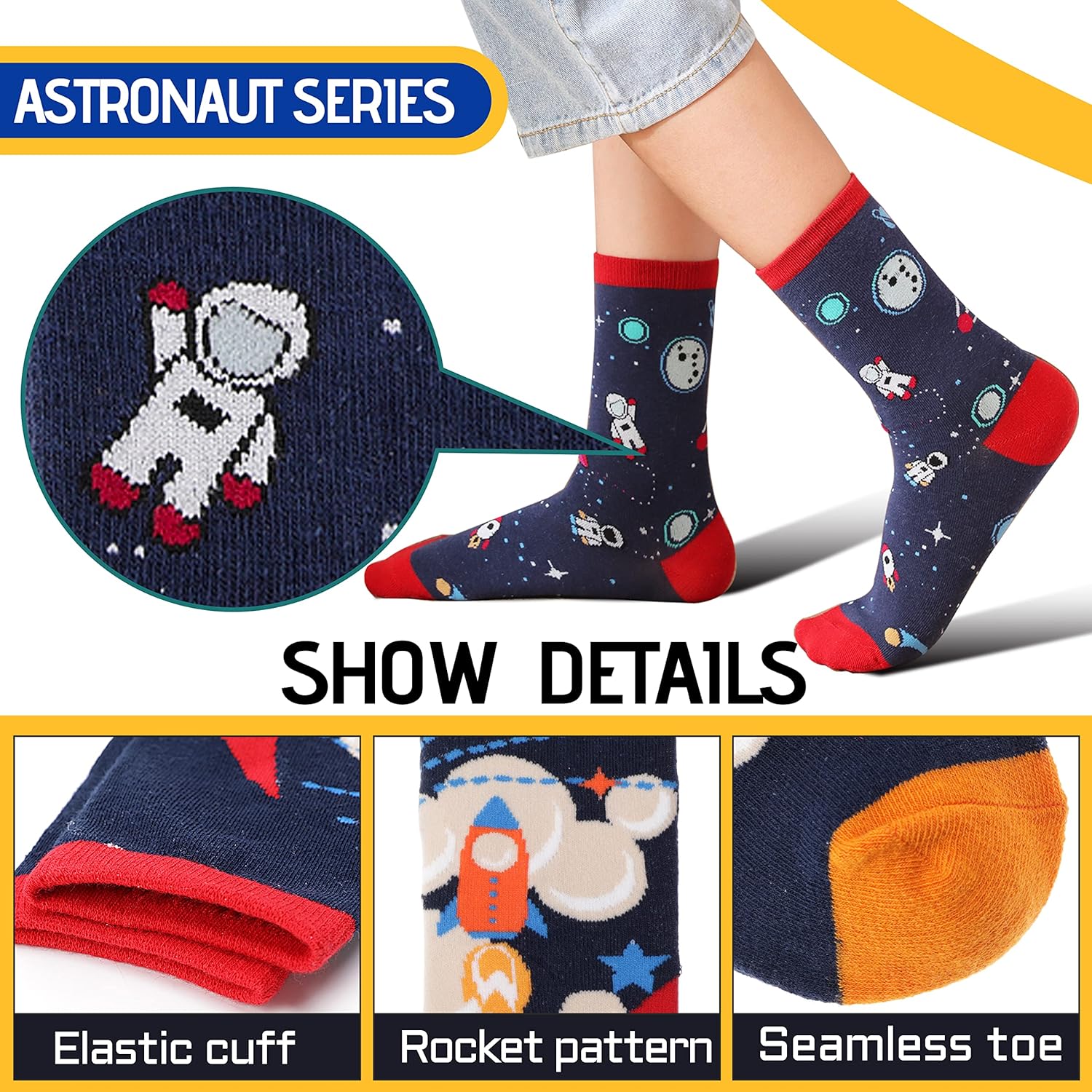 Anlisim 6 Pairs Spooky Socks for Boys Novelty and Spacious