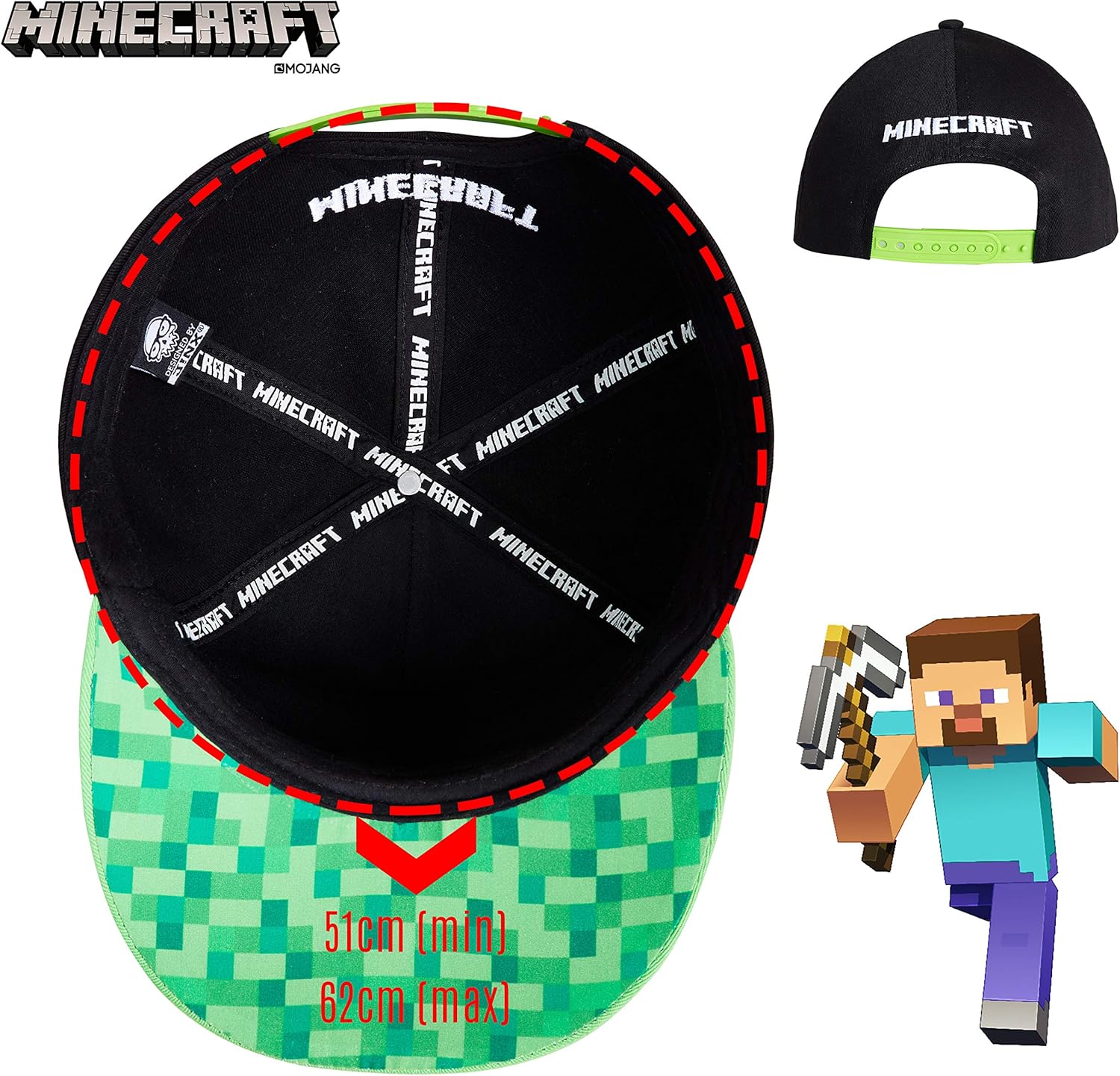 Minecraft Boys Baseball Cap with Reversible Sequin
