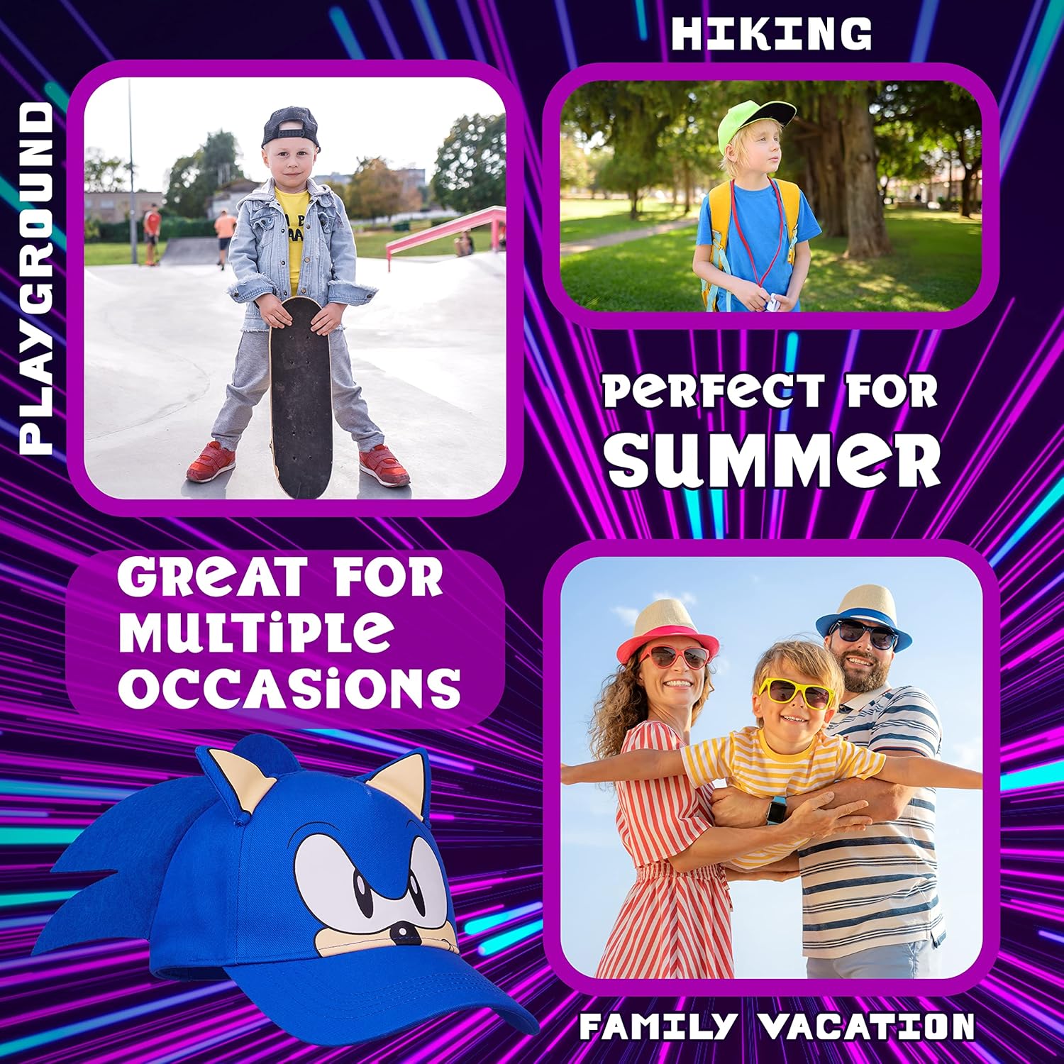 Sonic The Hedgehog 3D Baseball Cap for Boys