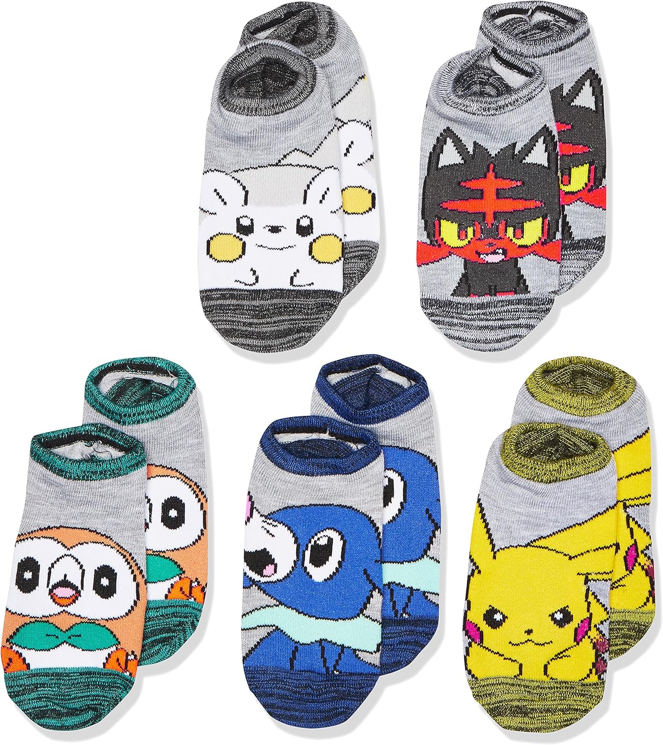 Pokemon Boys No-Show Socks 5-Pack