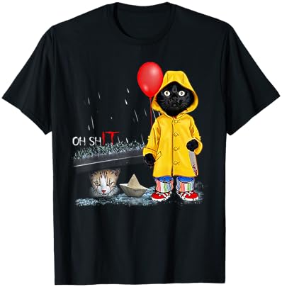 Oh Shit Cat clown style raincoat t-shirt for adults